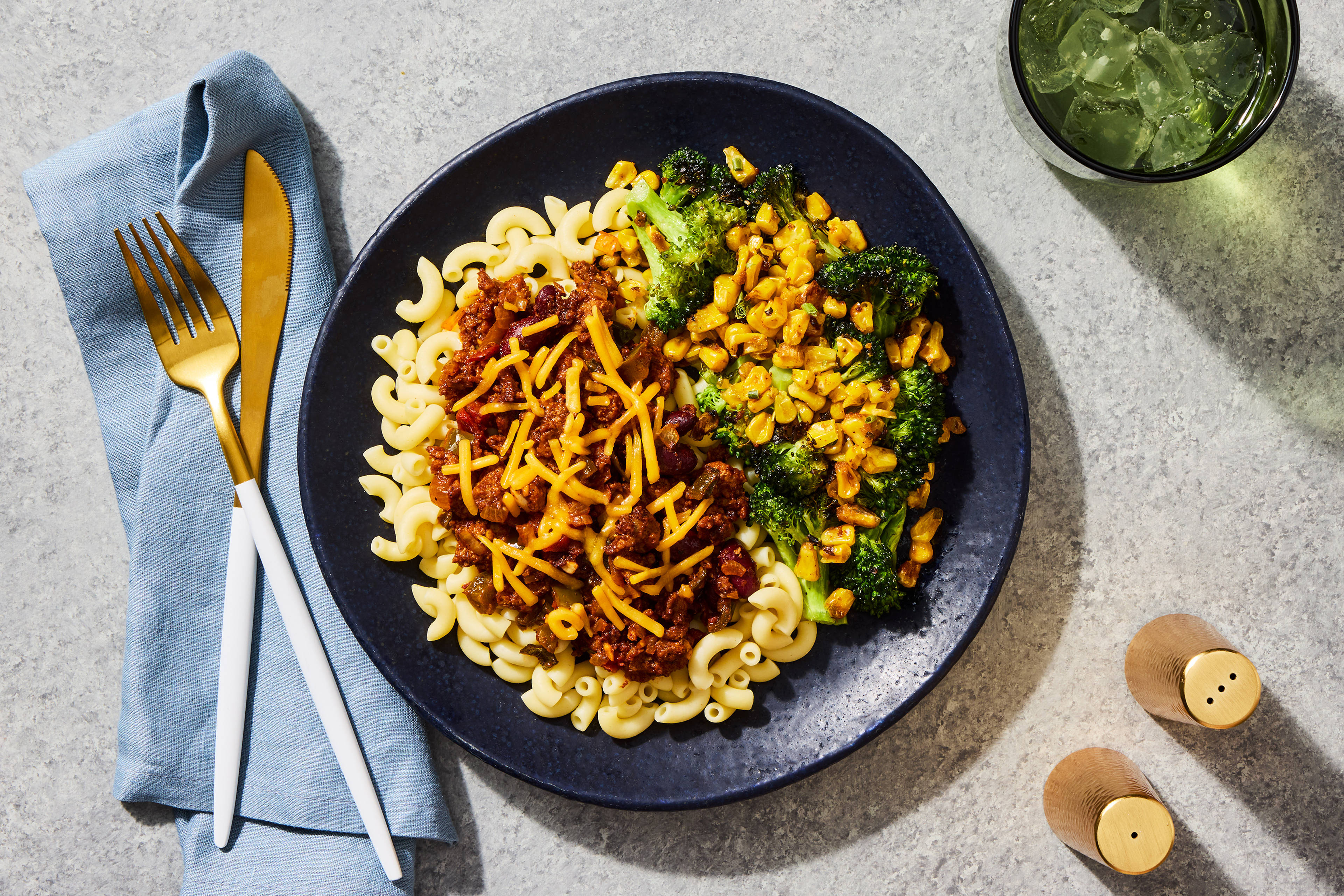 Ground Pork Chili & Cheddar Mac