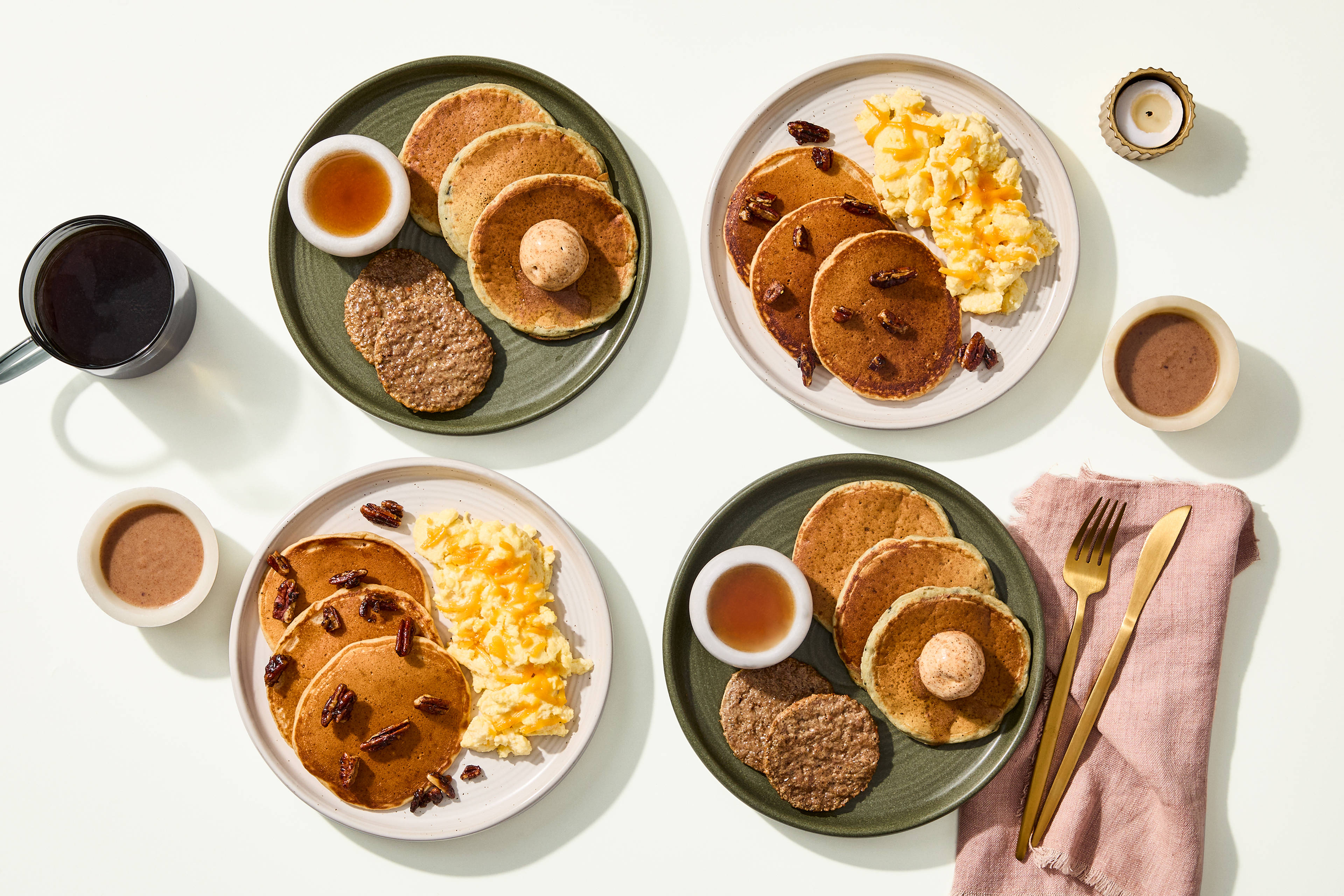 Pancake Bundle - Blueberry Pancakes & Sticky Pecan Pancakes & Cheddar Scrambled Eggs