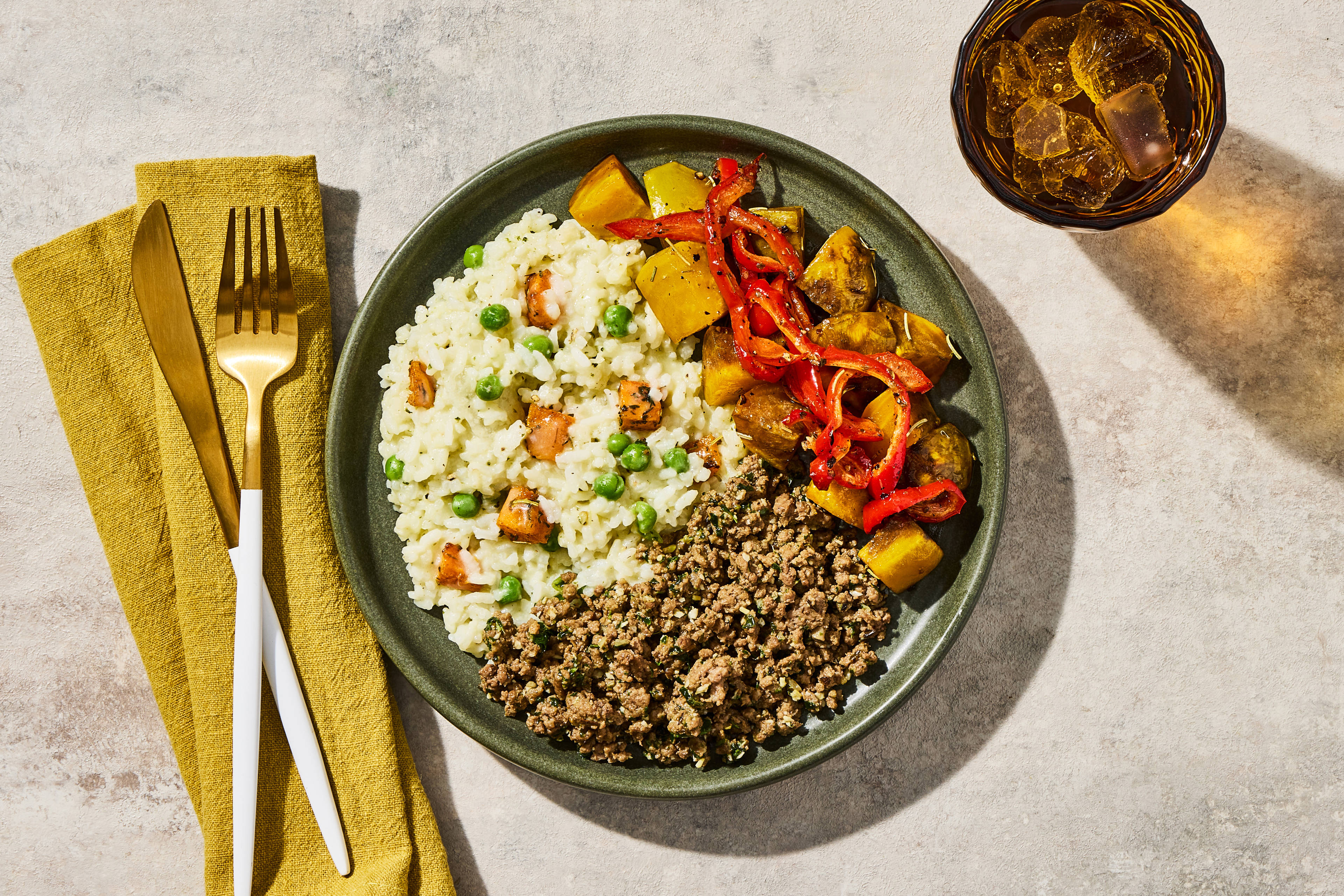 Pesto Ground Beef & Parmesan Risotto