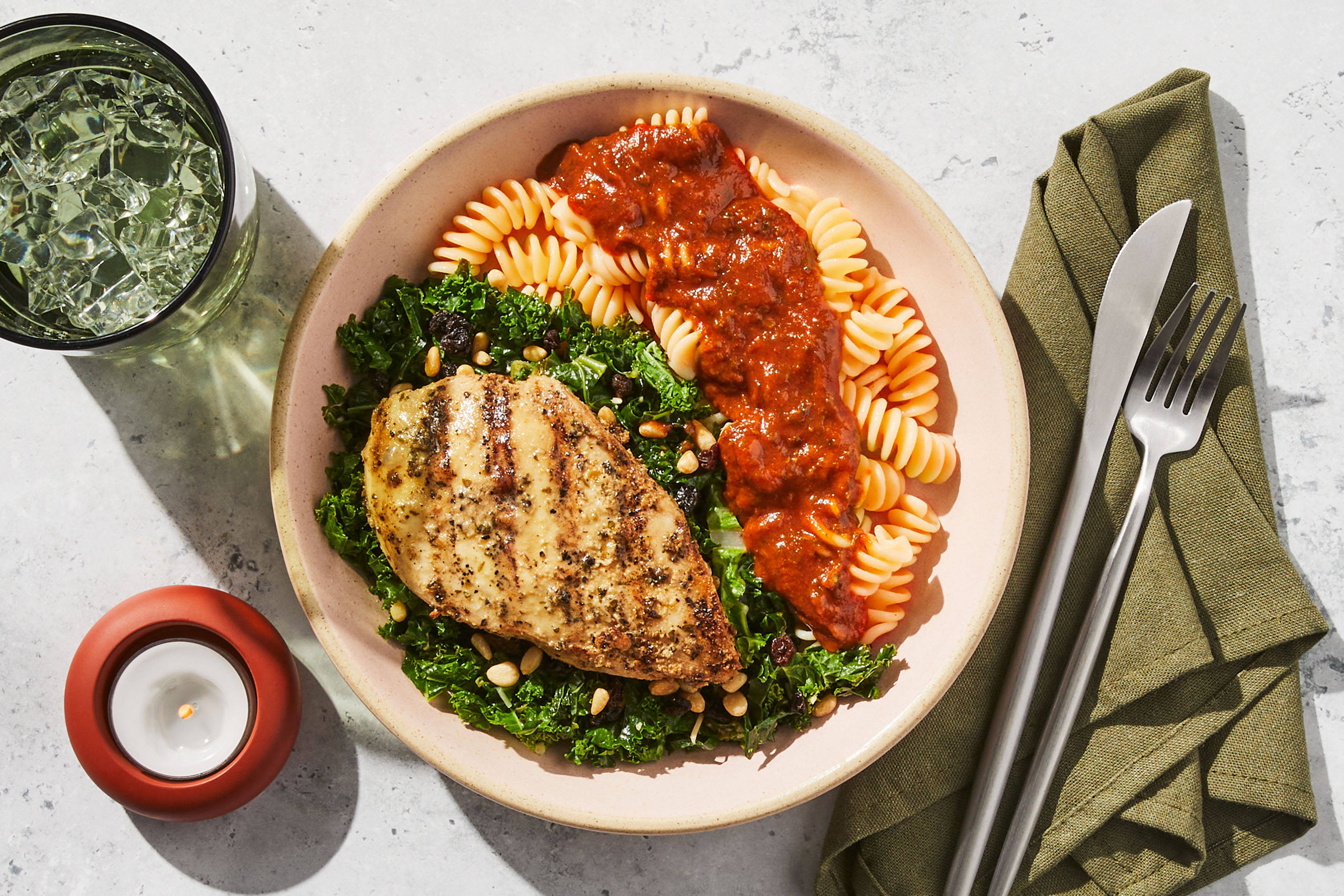 Grilled Chicken, Kale & Toasted Pine Nut Mix