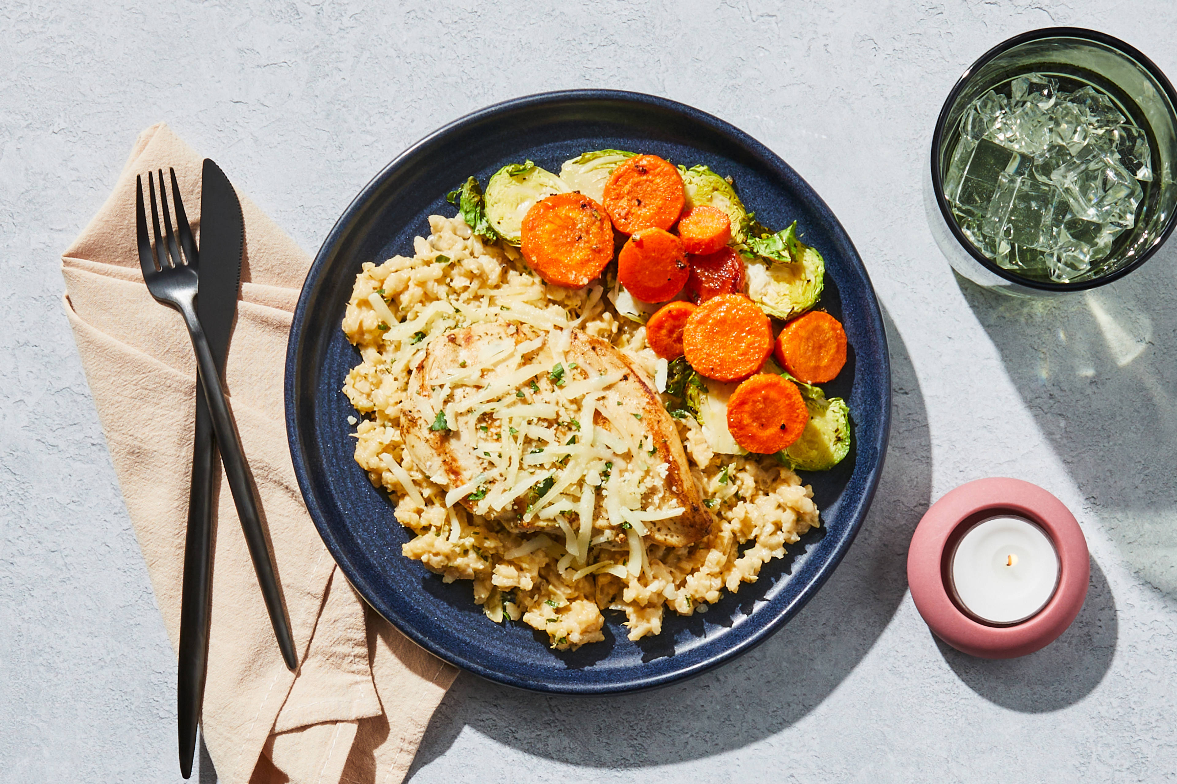 Herb-Grilled Mozzarella Chicken & Artichoke Risotto
