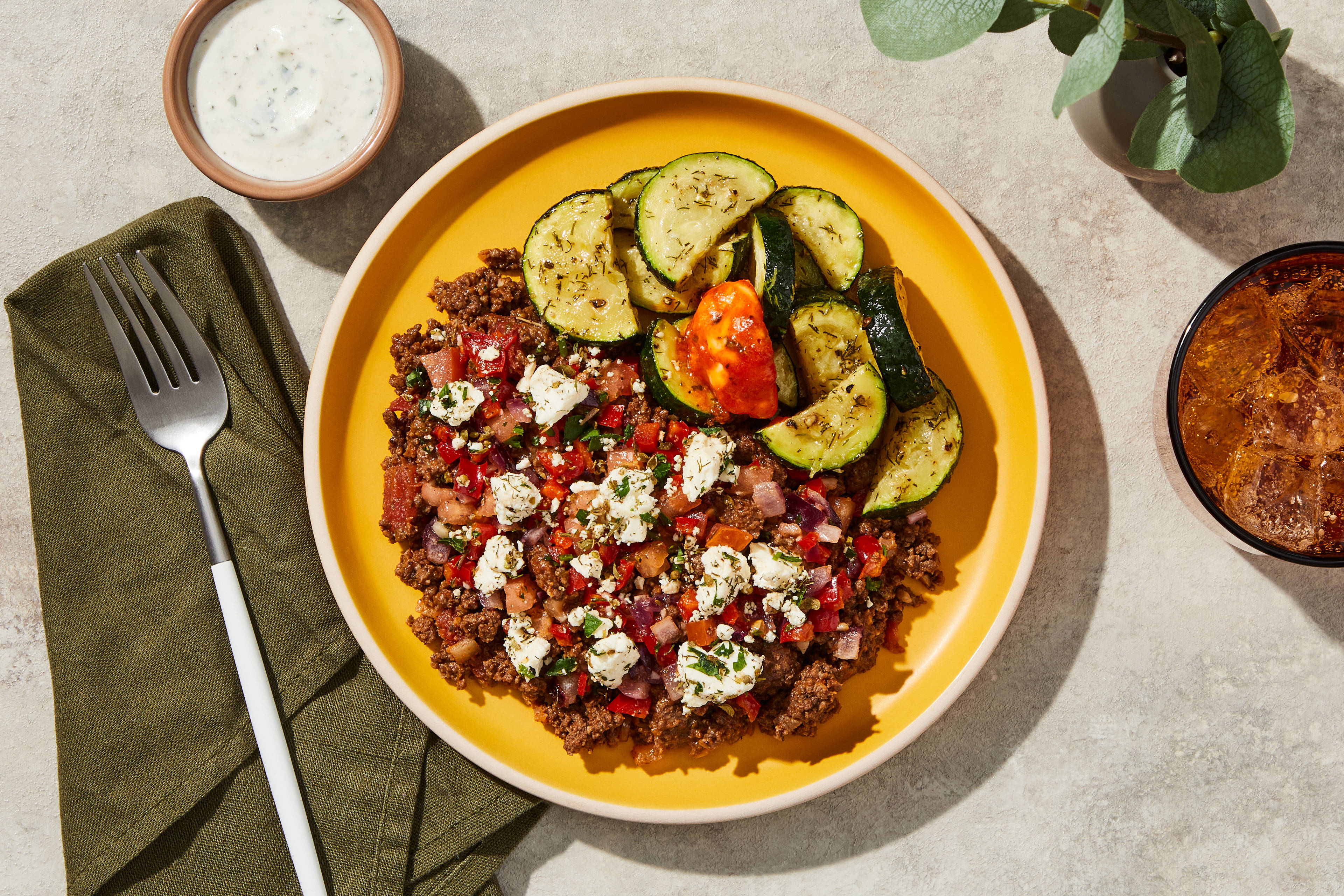 Bol de bœuf à la grecque