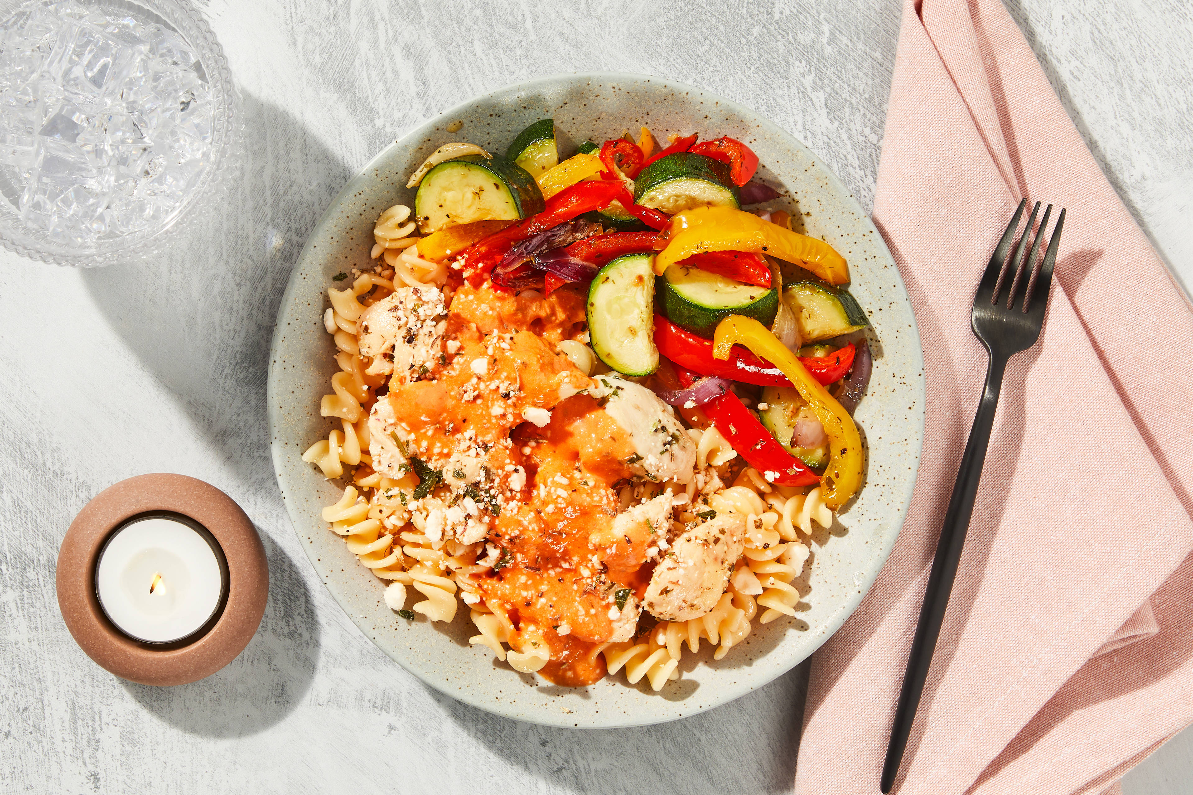Feta Rosé Chicken Fusilli