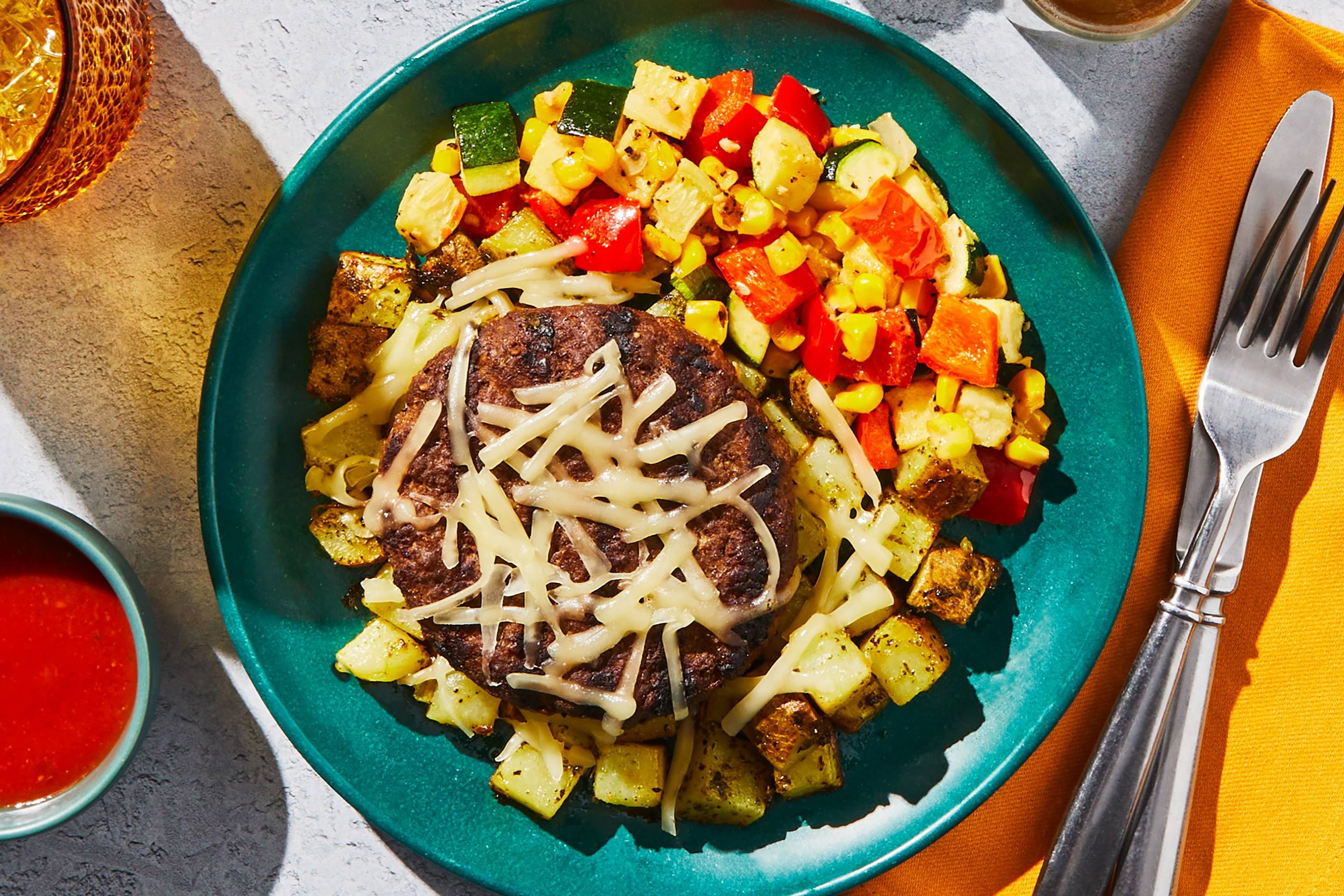 Mozzarella Burger & Roasted Potatoes