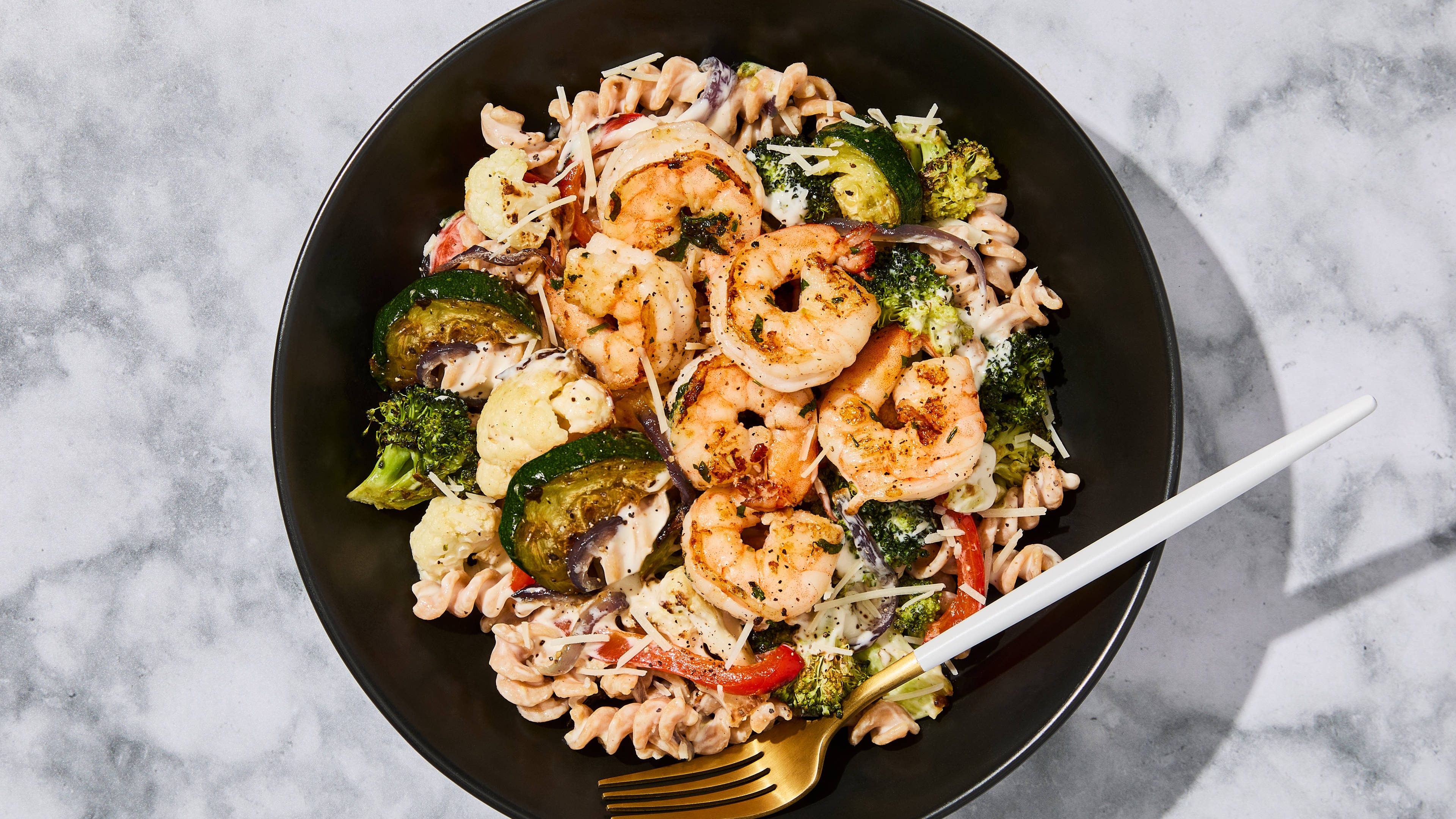 Fusilli Shrimp Alfredo