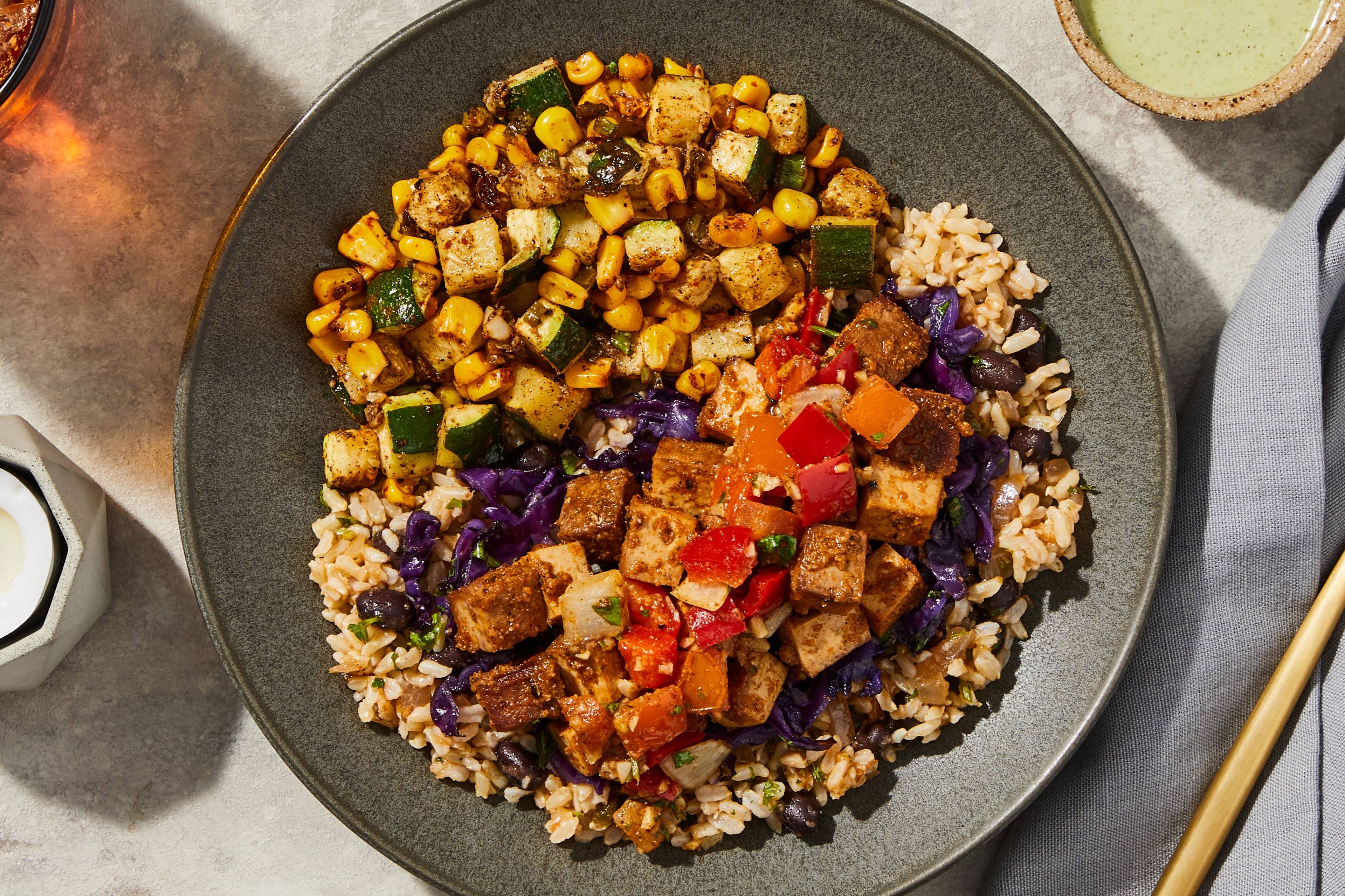 Baja Tofu, Black Beans & Rice
