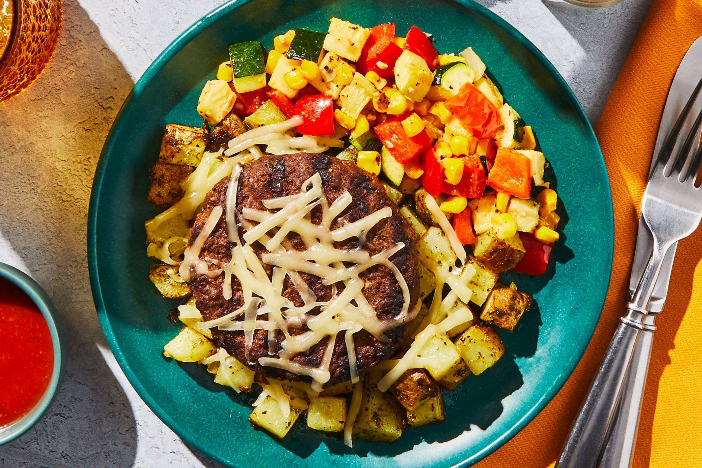 Mozzarella Burger & Roasted Potatoes