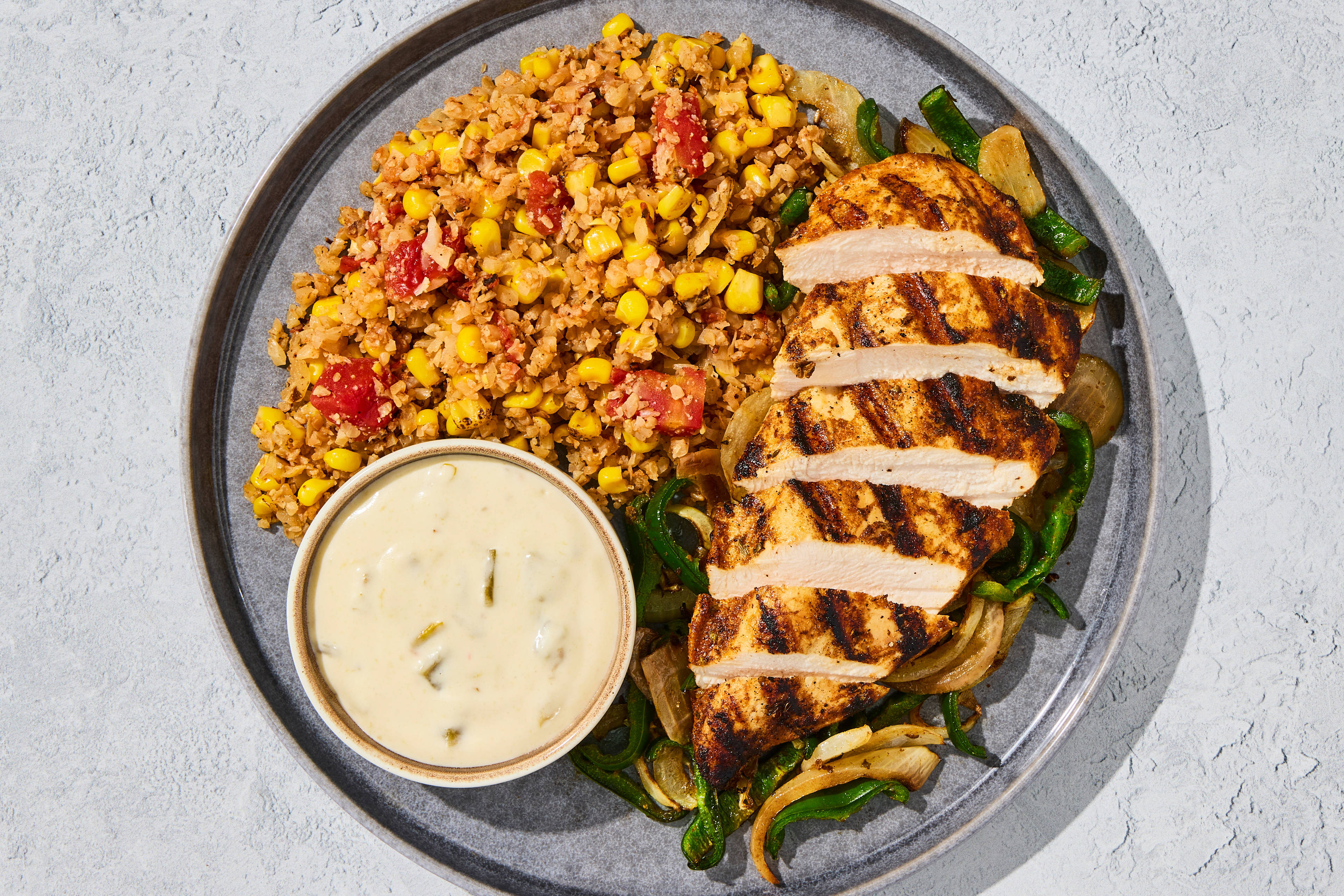 Green Chile Chicken with Cauli Rice & Pepper Jack Queso - Factor