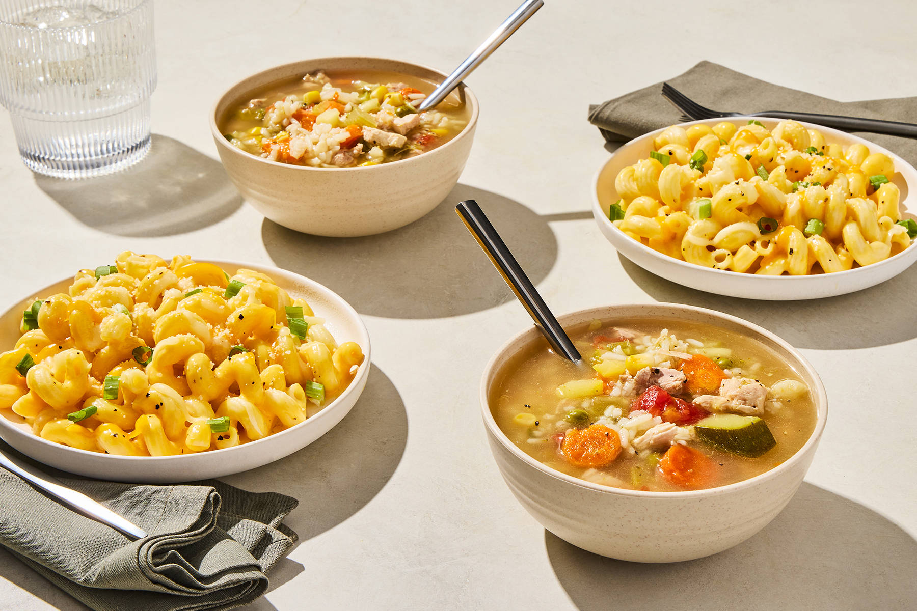 Chicken, Rice & Vegetable Soup & Three Cheese Mac Bundle