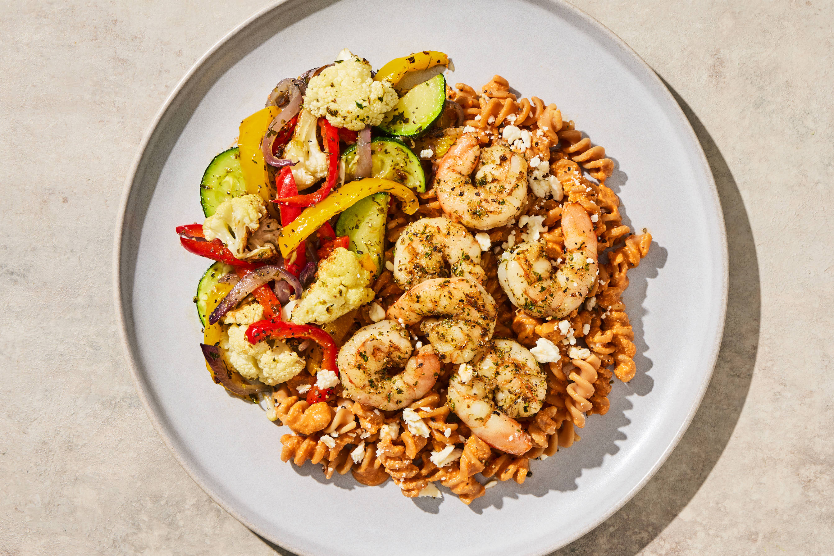 Mediterranean Shrimp & Feta Rose Fusilli