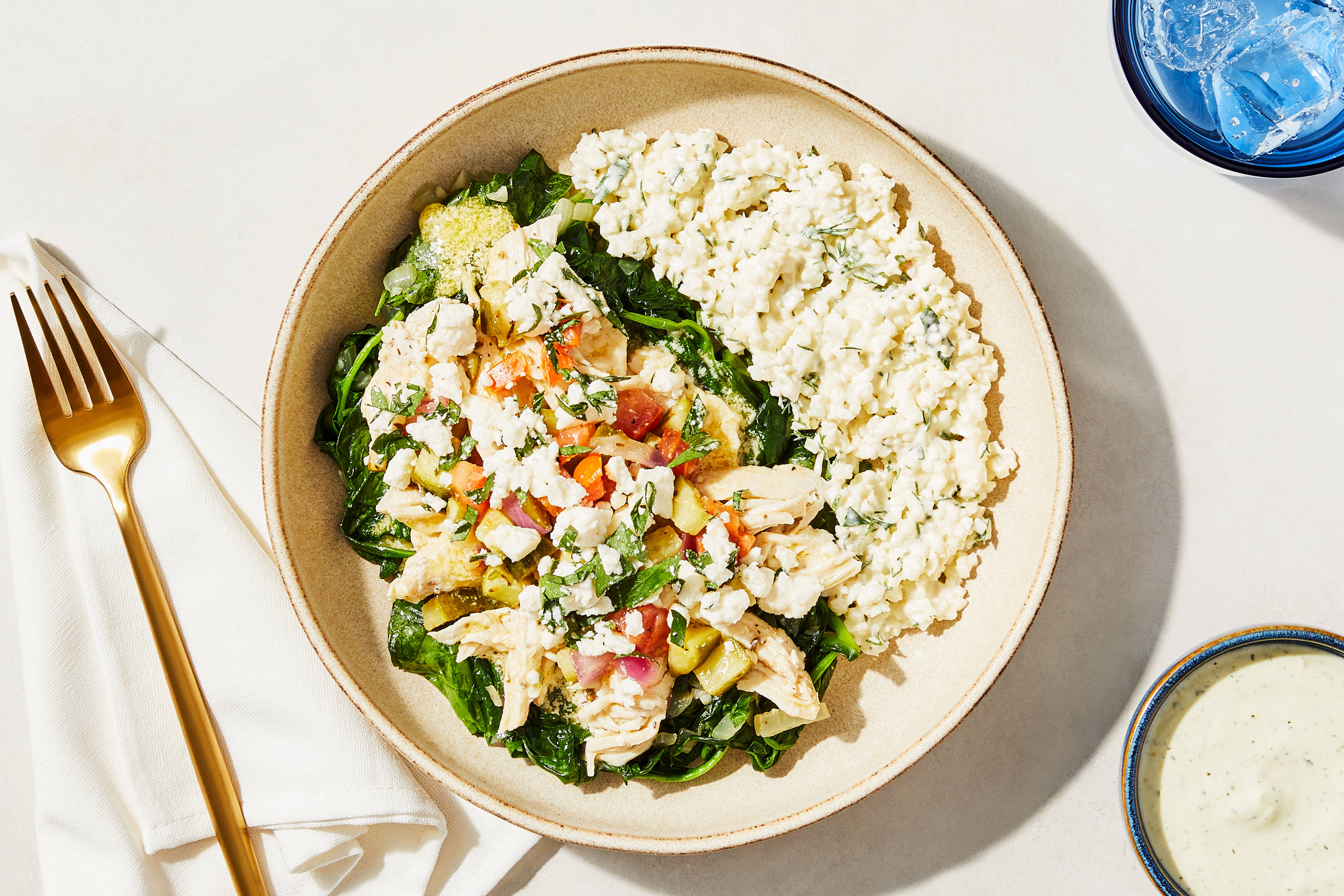 Greek Shredded Chicken & Feta Bowl