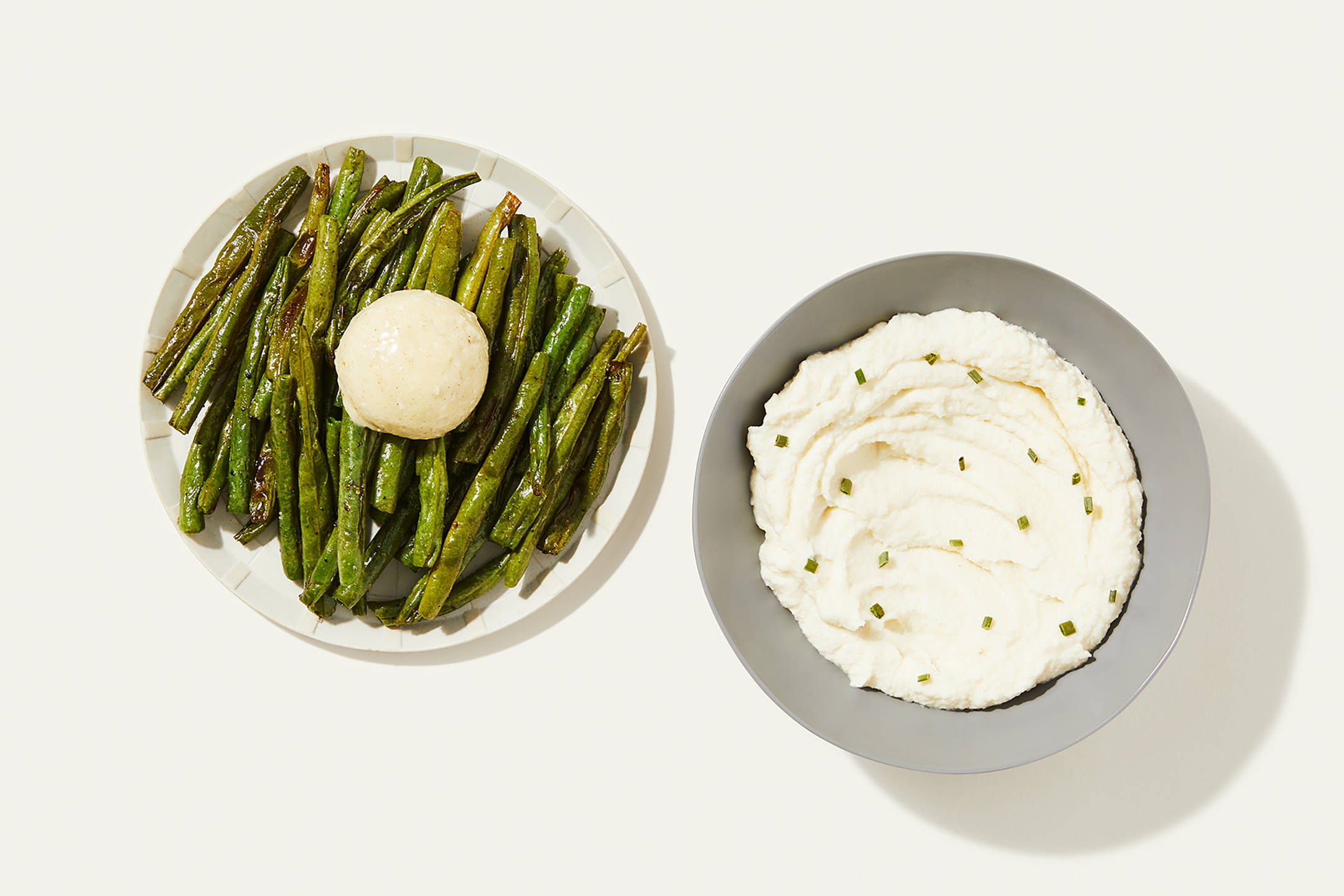 Keto Celery Root-Parm Mash & Garlic Green Beans