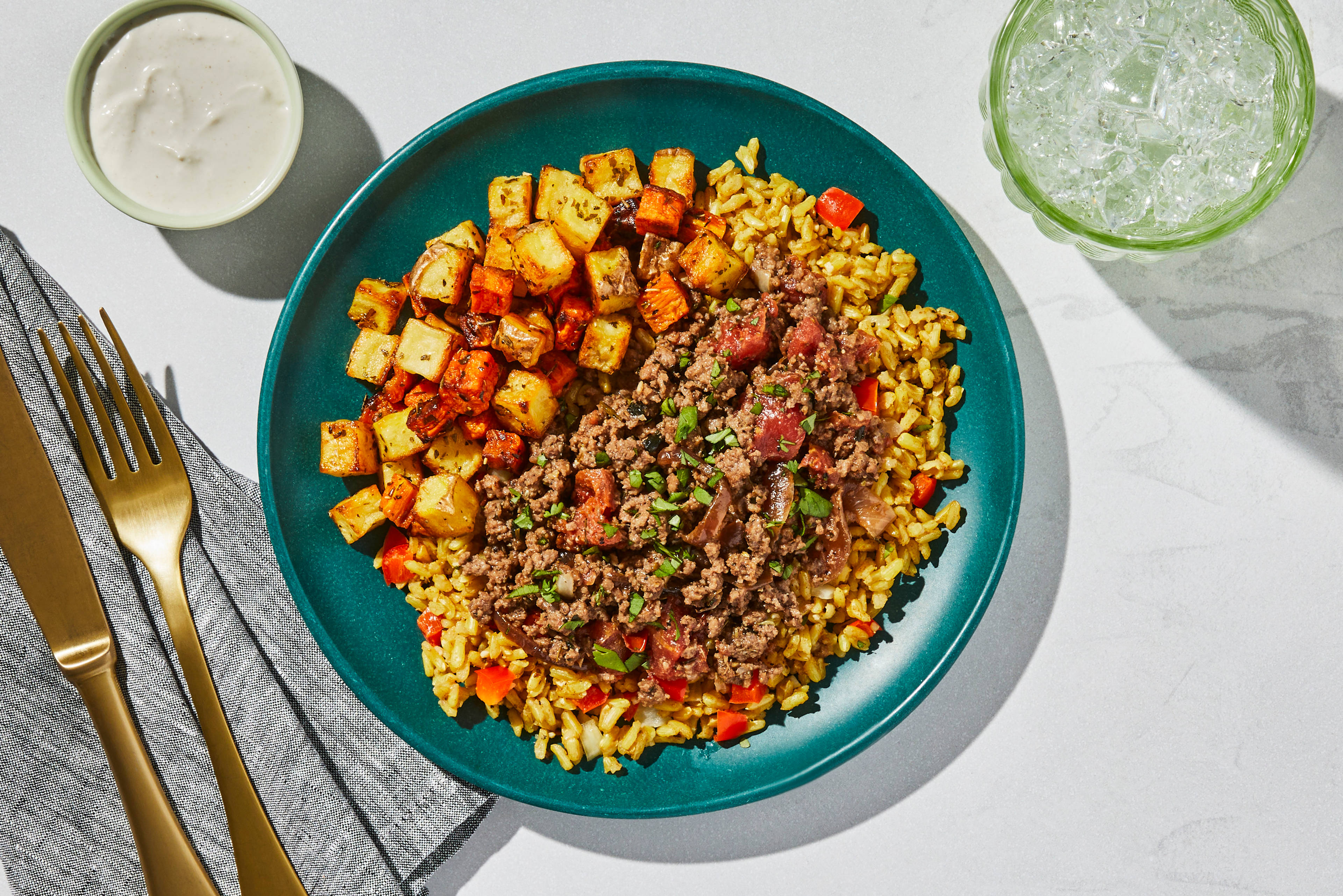 Lebanese-Style Beef & Rice Bowl