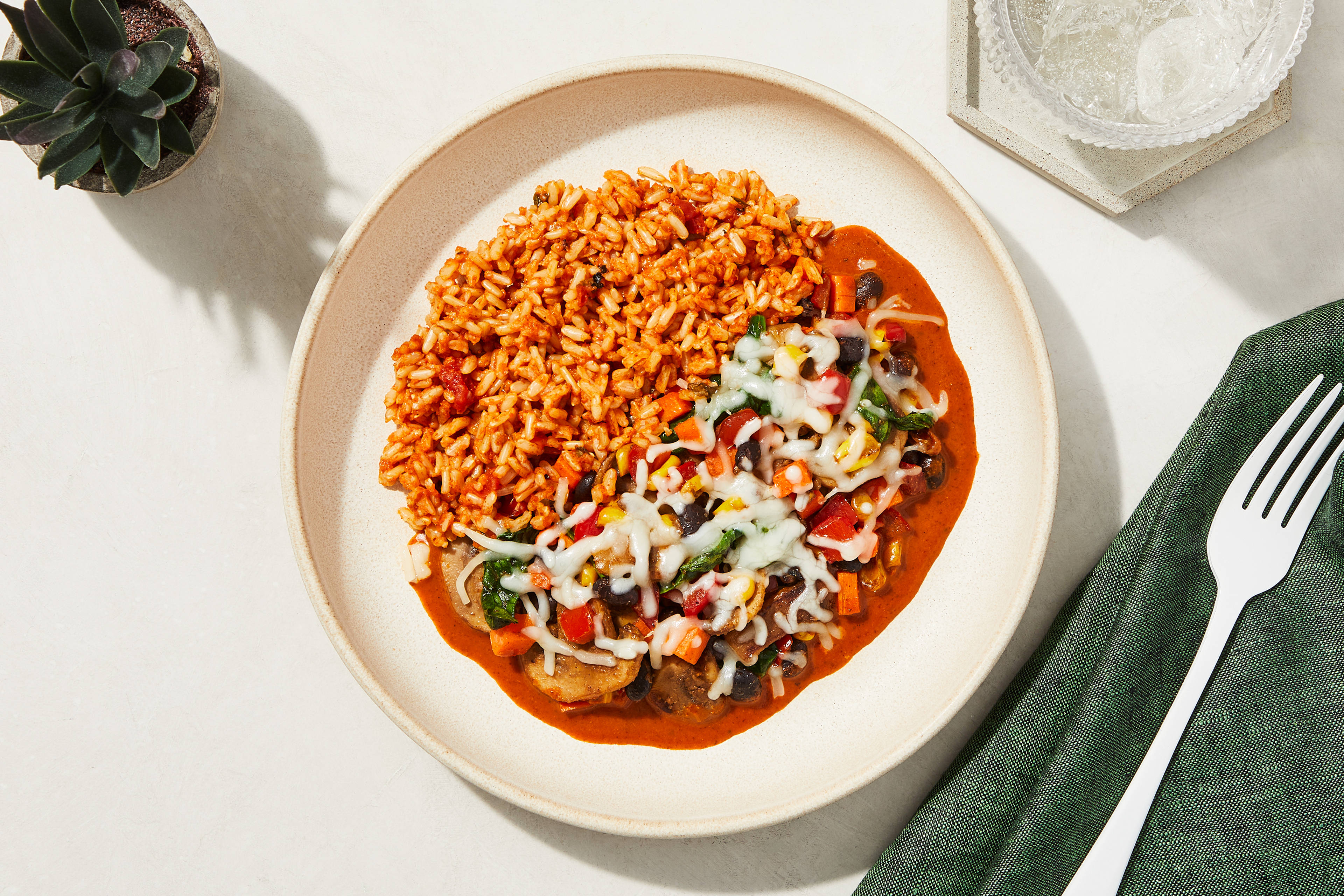 Roasted Five Vegetable Enchilada Bowl