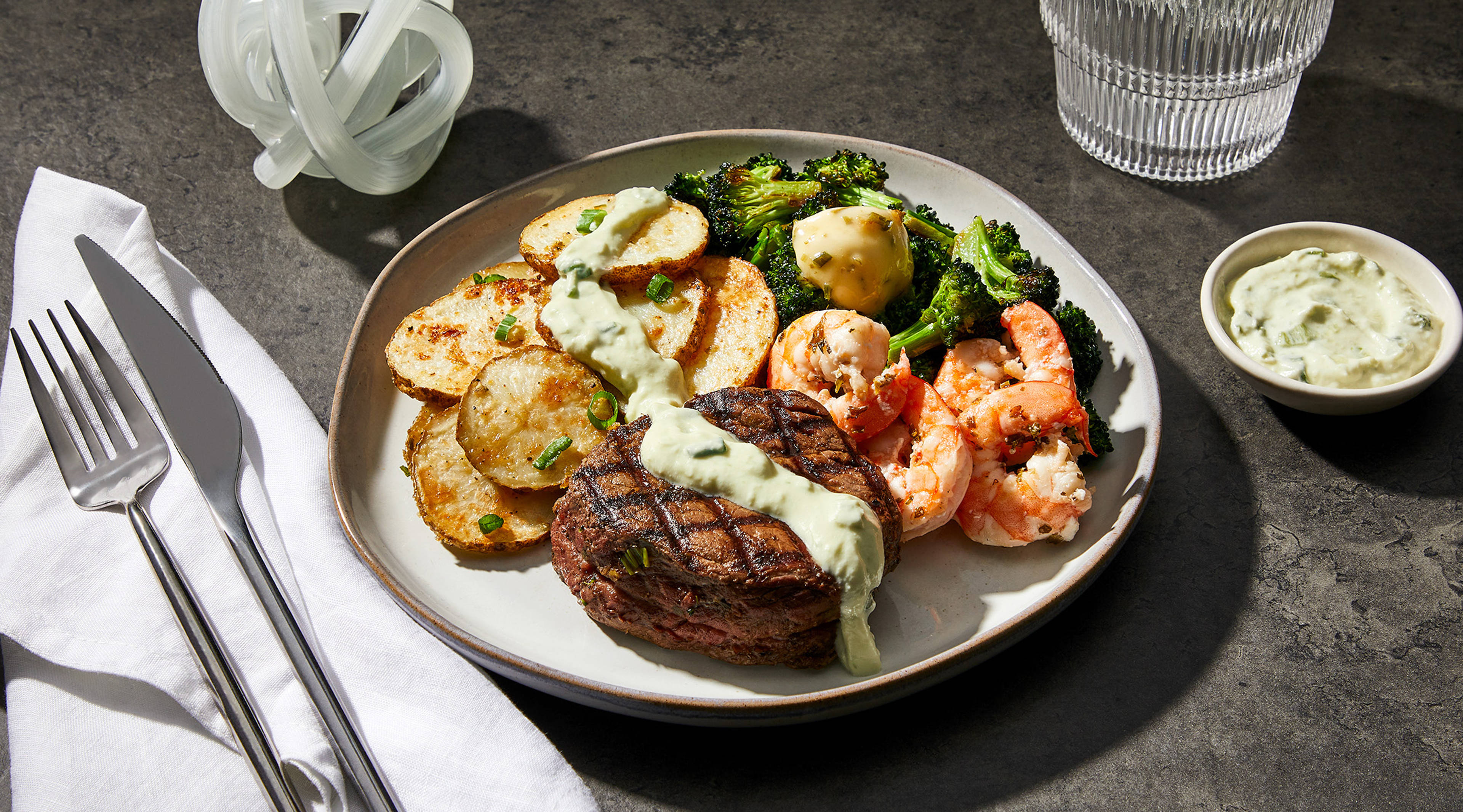 Roasted Garlic Filet Mignon & Shrimp