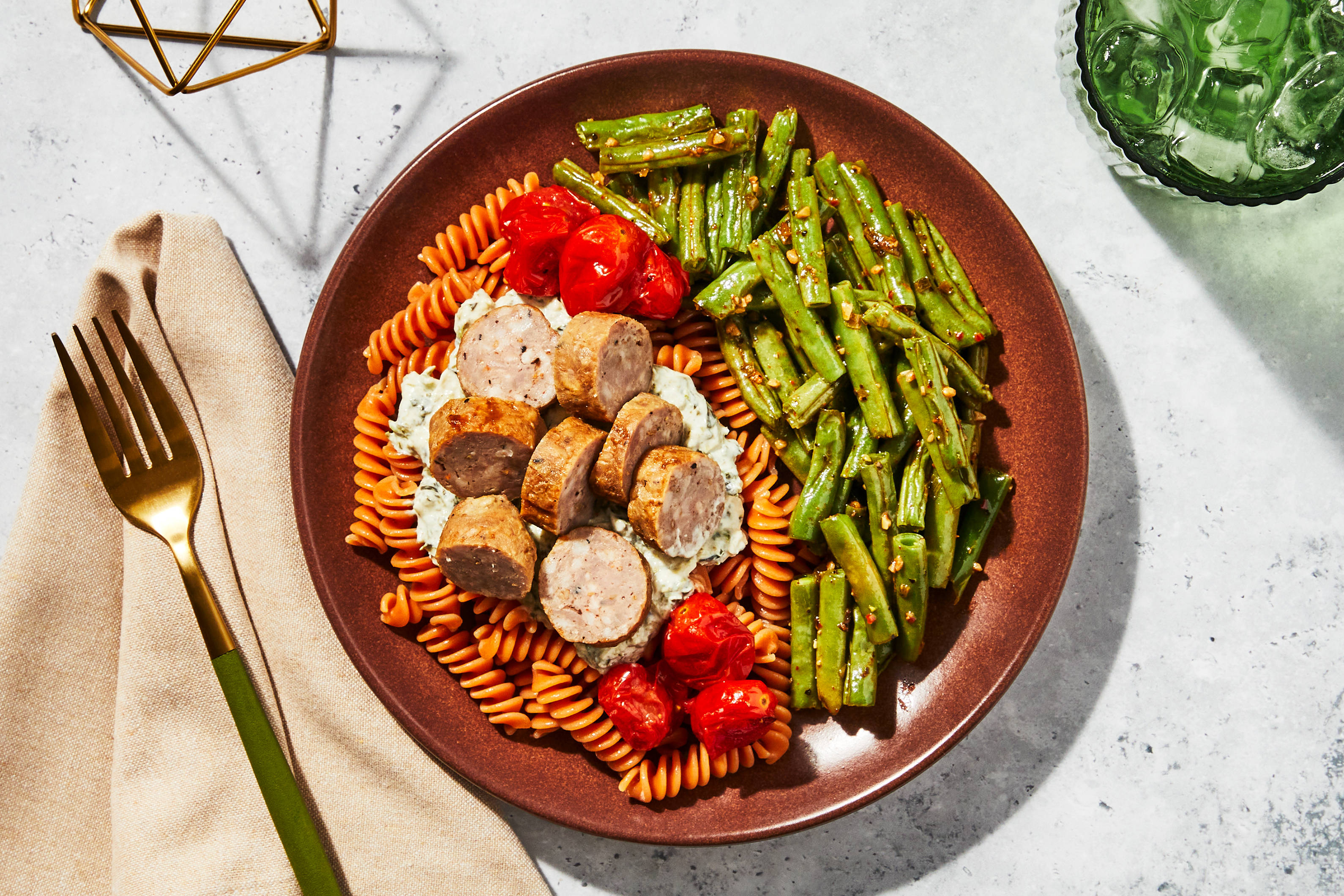 Sausage & Creamy Spinach Fusilli
