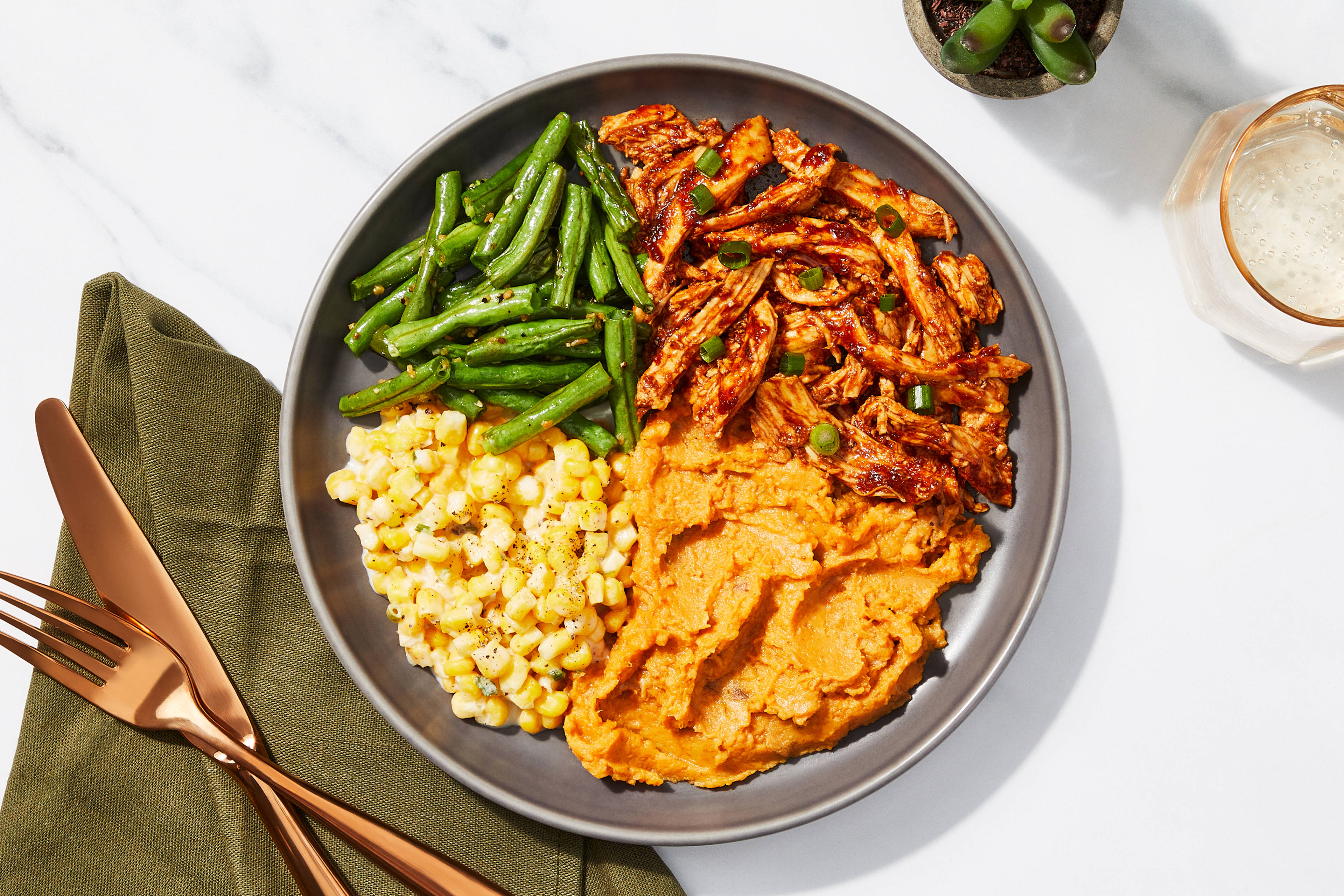 Shredded BBQ Chicken & Sweet Potato Mash