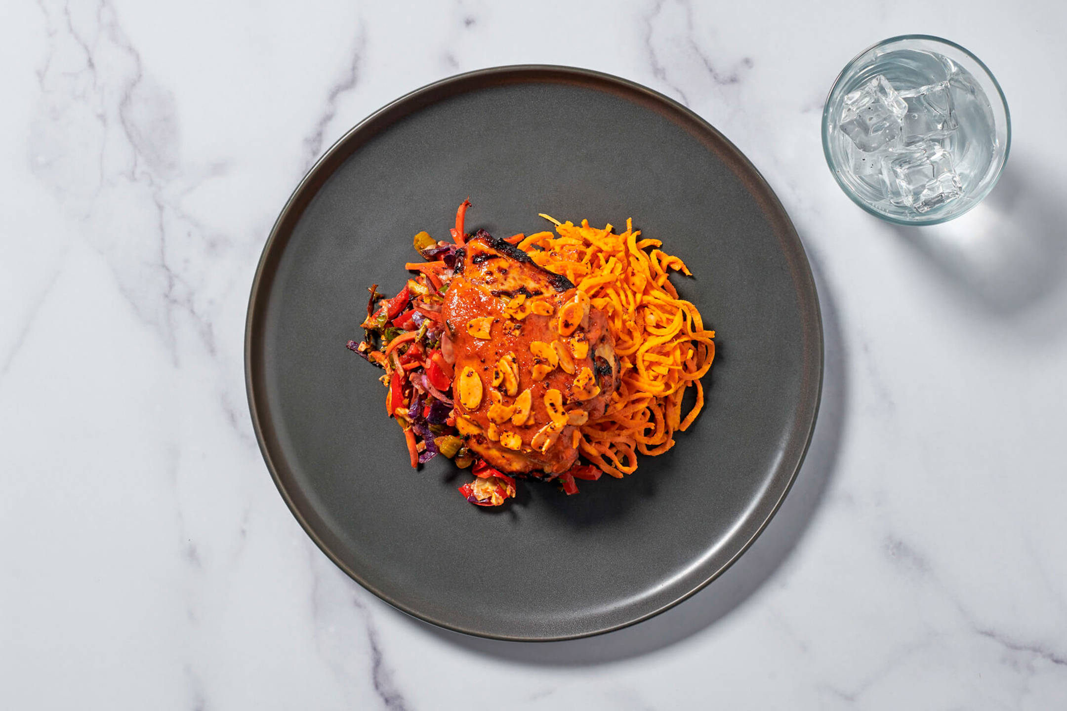 Thai Almond Chicken with Sweet Potato Noodles
