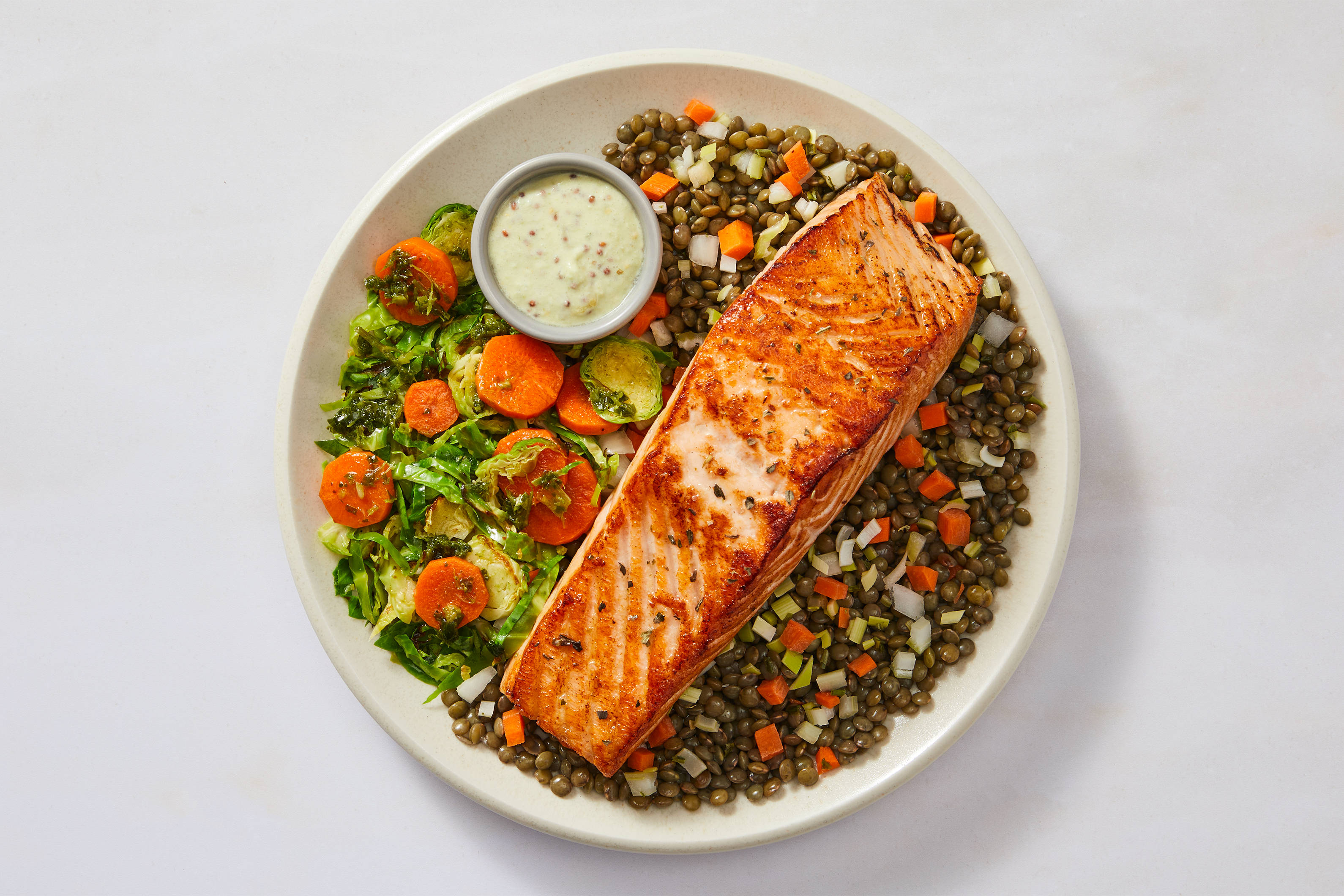 French Dijon Salmon & Lentils