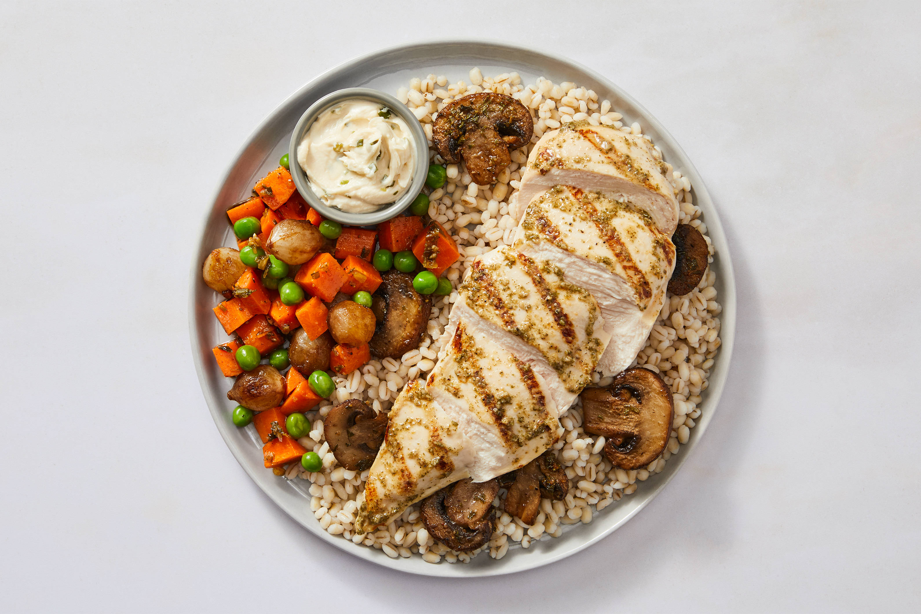 Grilled Chicken & Mushroom Barley Risotto